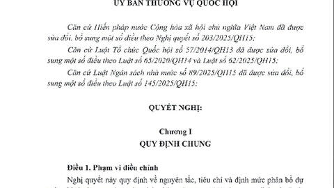 Nghị quyết  quy định về nguyên tắc, tiêu chí và định mức phân bổ dự toán chi thường xuyên ngân sách nhà nước năm 2027