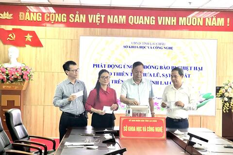 Sở Khoa học và Công nghệ tỉnh Lai Châu quyên góp ủng hộ đồng bào bị ảnh hưởng do thiên tai, mưa lũ và sạt nở đất trên địa bàn tỉnh Lai Châu